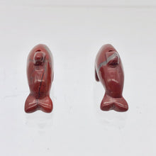 Load image into Gallery viewer, 2 Carved Brecciated Jasper Jumping Dolphin Beads | 26x13.5x7.5mm | Red/Grey - PremiumBead Alternate Image 10