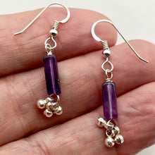 Load image into Gallery viewer, Enchanting Amethyst & Sterling Silver Earrings!|4x4x12mm Amethyst| 1 1/2" Long| - PremiumBead Alternate Image 6
