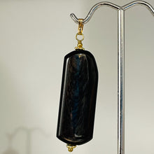 Load image into Gallery viewer, Hypersthene Rectangle Dangle 14K Gold Filled Pendant| 2 1/2" Long| Black/Silver|