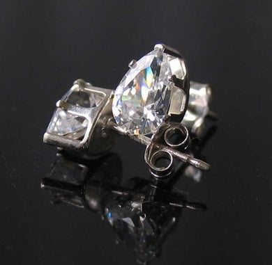 April 7x5mm Cubic Zircon & Silver Earrings 10149D - PremiumBead Primary Image 1