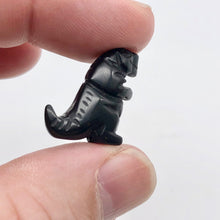 Load image into Gallery viewer, T-Rex Dinosaur 2 Carved Obsidian Tyrannosaurus Rex Beads | 21x18.5x7mm | Black - PremiumBead Alternate Image 9
