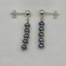 Load image into Gallery viewer, FW Pearls Sterling Silver Drop/Dangle | 1 " Long | Blue Silver | 1 Post Earrings