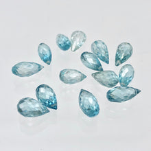Load image into Gallery viewer, Pair (2) Rare Natural Blue Zircon Faceted 9x4.5-8.2x4mm Briolette Beads 5095C - PremiumBead Alternate Image 9