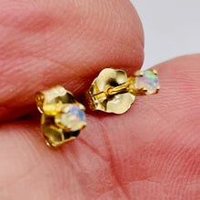 Load image into Gallery viewer, Opal 14K Gold 2mm Round Stud Earrings | 2mm | Blue Orange Fire | 1 Pair |