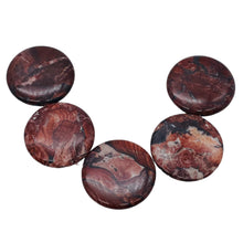 Load image into Gallery viewer, Oregon Red Devil Jasper 40mm Coin Bead 8 inch Strand 9571HS