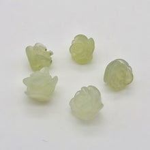 Load image into Gallery viewer, 5 Elegant Carved Green Jade Rose Flower Button Beads 10784B | 10x11mm | Light Green - PremiumBead Primary Image 1