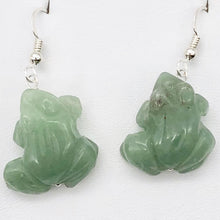 Load image into Gallery viewer, Aventurine Frog Sterling Silver Earrings| Semi Precious Stone Jewelry | 1 1/2" |