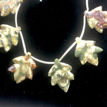 Load image into Gallery viewer, Rhyolite/Rainforest Jasper Leaf | 38x30x5mm to 32x25x4mm | Green Tan | 2 Beads