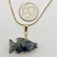 Load image into Gallery viewer, Sodalite Koi Fish Pendant Necklace | Semi Precious Stone Jewelry | 14k Pendant