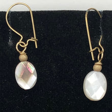 Load image into Gallery viewer, Faceted Tahitian MoP Shell 14K Gold Filled Earrings with Gold Bead |1 Inch Drop|