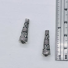 Load image into Gallery viewer, Classic Cone Shaped Bali Beads | 20.5x6.5x3mm | Silver | 2 Beads |