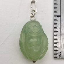 Load image into Gallery viewer, Hand Carved Green Jade Buddha Sterling Silver Pendant| 1 5/8" Long |