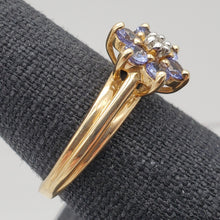Load image into Gallery viewer, Tanzanite & Diamond Solid 10Kt Yellow Gold Flower Ring Size 7 9982F - PremiumBead Alternate Image 3