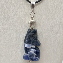 Load image into Gallery viewer, New Moon Sodalite Wolf and Sterling Silver Pendant 509282SDS5 - PremiumBead Primary Image 1