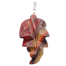 Load image into Gallery viewer, Carved Brecciated Jasper Leaf Sterling Silver Pendant | 2 3/4" Long| 1 pendant |