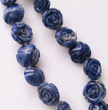 Load image into Gallery viewer, 3 Hand Carved Blue Sodalite Rose Beads 010179 - PremiumBead Primary Image 1