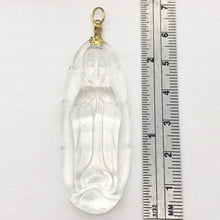 Load image into Gallery viewer, Carved Quan Yin Goddess Quartz 14Kgf Pendant | 55x22x12mm | - PremiumBead Alternate Image 2