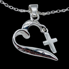Load image into Gallery viewer, Faith, Hope, Love Heart Cross Sterling Silver Pendant | 1" Long| Silver| 1 |