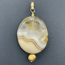 Load image into Gallery viewer, Ocean Jasper 14K Gold Filled Oval Pendant | 1 3/4" Long | White/Grey | 1 Pendant