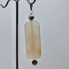 Load image into Gallery viewer, Orange White Sardonyx Pendant with Sterling Silver Accent Bead | 2 1/2" Long |