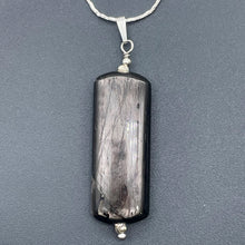 Load image into Gallery viewer, Hypersthene, Flat Rounded Rectangle Dangle Pendant| 2 1/2 ' Long | Black/Silver|