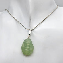 Load image into Gallery viewer, Hand Carved Green Jade Buddha Sterling Silver Pendant| 1 5/8" Long |