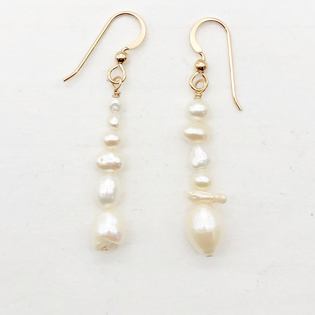 Asymmetrical Freshwater Pearl 14K Gold Filled Drop/Dangle Earrings| 2 