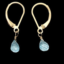 Load image into Gallery viewer, Faceted 6x4mm Blue Zircon 14Kgf Drop Earrings | 1" long | Blue |