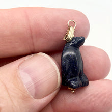 Load image into Gallery viewer, Blue Gold Stone Hand Carved Penguin & 14Kgf Pendant| 1 3/8" Long| Blue Spark | - PremiumBead Alternate Image 5