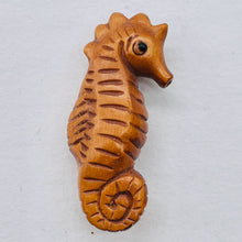 Load image into Gallery viewer, Carved Adorable Seahorse Boxwood Ojime/Netsuke Bead
