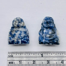 Load image into Gallery viewer, Namaste 2 Hand Carved Sodalite Buddha Beads | 18.5x16x9.5mm | Blue white