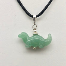 Load image into Gallery viewer, Aventurine Diplodocus Dinosaur Sterling Silver Pendant | 25x11.5x7.5mm (Diplodocus), 5.5mm (Bail Opening), 7/8" (Long) | Green - PremiumBead Alternate Image 9