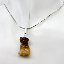 Load image into Gallery viewer, Tiger Eye Dog Pendant Necklace | Semi Precious Stone Jewelry | Sterling Silver |