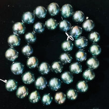 Load image into Gallery viewer, Fresh Water Pearls Round Half Strand | 11-12 mm | Blue Peacock | 19 Beads |