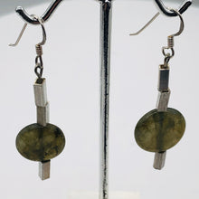 Load image into Gallery viewer, Unique Labradorite Disc and Sterling Silver Earrings 300015