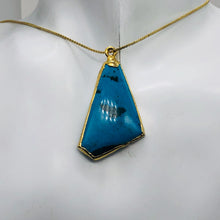 Load image into Gallery viewer, Turquoise Free-form Pendant | 1 3/4" Long | Blue/Gold | 1 Pendant