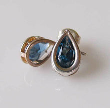 Load image into Gallery viewer, December 11x7mm Created Blue Topaz Sterling Silver Stud Earrings 10154G - PremiumBead Primary Image 1