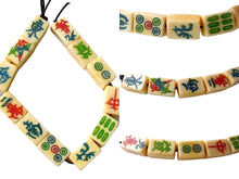 Load image into Gallery viewer, Rare Scrimshawed Mahjong 12 Tiles Waterbuffalo Bone Bead Set 104841C