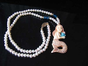 Splash Carved Mermaid Pearl & 14Kgf 18 inch Necklace 210311 - PremiumBead Primary Image 1