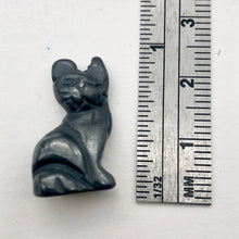 Load image into Gallery viewer, Sitting Carved Cat Hematite Figurine Worry-stone | 21x14x10mm | Black - PremiumBead Alternate Image 2