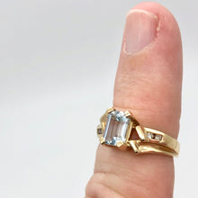 Load image into Gallery viewer, Natural Aquamarine & Diamond Solid 10Kt Yellow Gold Art Deco Ring Size 6 9982G - PremiumBead Alternate Image 4