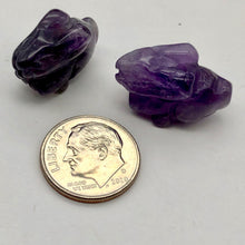 Load image into Gallery viewer, Hoppity 2 Carved Amethyst Bunny Rabbit Beads | 22x12x10m | Purple