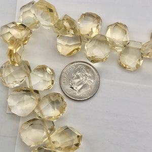 Citrine Faceted Briolette Bead Strand | 12x11 to 16x11x7mm | Golden | 86g |