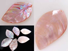 Load image into Gallery viewer, Natural Pink Carved Mussel Shell Leaf Pendant Bead - PremiumBead Primary Image 1
