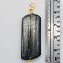 Load image into Gallery viewer, Hypersthene Rectangle Dangle 14K Gold Filled Pendant| 2 1/2" Long| Black/Silver|