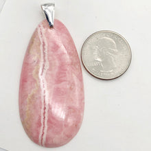 Load image into Gallery viewer, 1 Natural Lacy Pink Rhodochrosite 60x30mm Sterling Silver Pendant