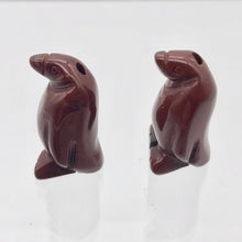 Load image into Gallery viewer, March of The Penguins 2 Carved Brecciated Jasper Beads | 21.5x12.5x11mm | Red - PremiumBead Alternate Image 3
