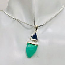 Load image into Gallery viewer, Lapis Lazuli Chrysoprase Sterling Silver Drop Pendant | 1 1/2" Long| Green/Blue|