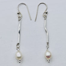 Load image into Gallery viewer, Stunning Faceted White Pearls Sterling Silver Earrings | 2" Long |