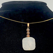 Load image into Gallery viewer, White Druzy Quartz and Fluorite 20mm Square Coin14kgf Pendant | 1 13/4" Long |